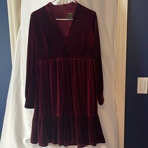 Taylor Red Ruffled Tiered A-line Cocktail Dress